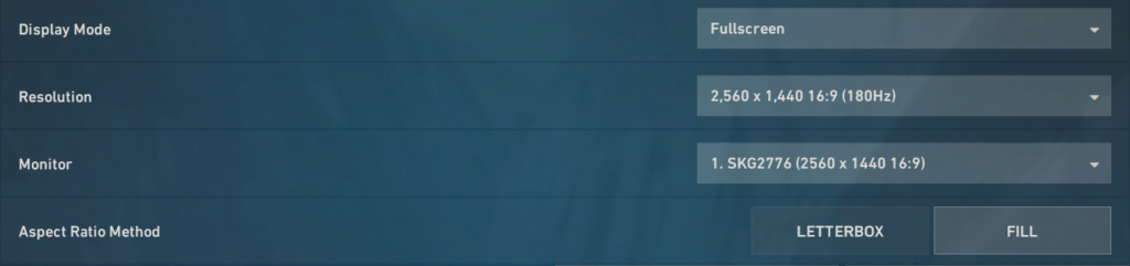 Valorant in-game video settings
