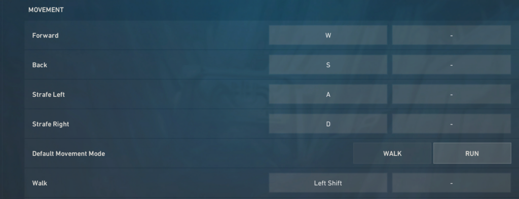 Valorant in-game controls setting menu