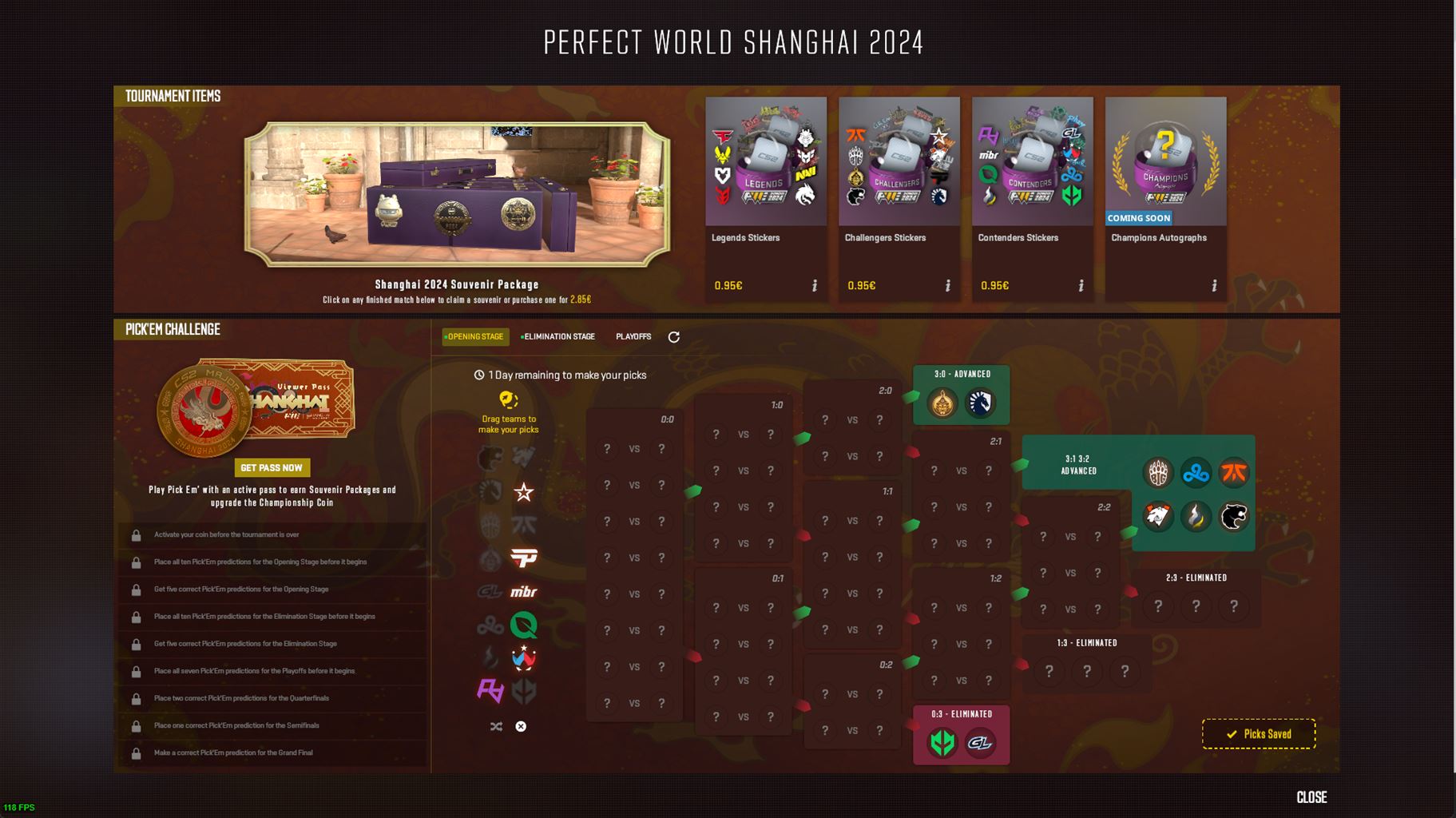 A Perfect World Shanghai Major Opening Stage Pick’em