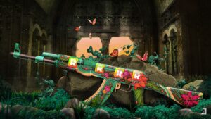 an AK-47 with a high-quality skin and stickers that increases that CS2 inventory value of the user
