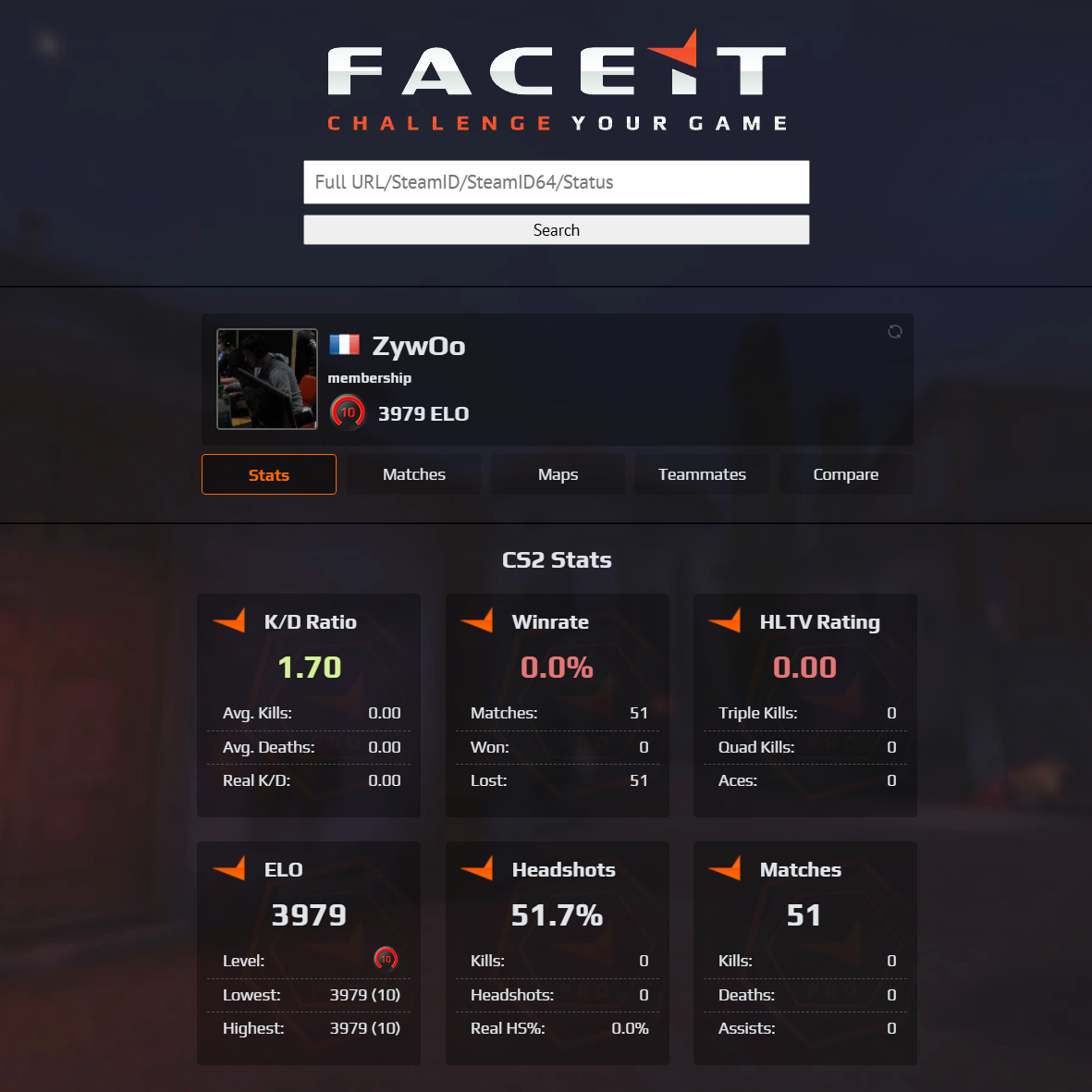FACEIT Finder ⇒ Check Stats, ELO & Match History [2026]