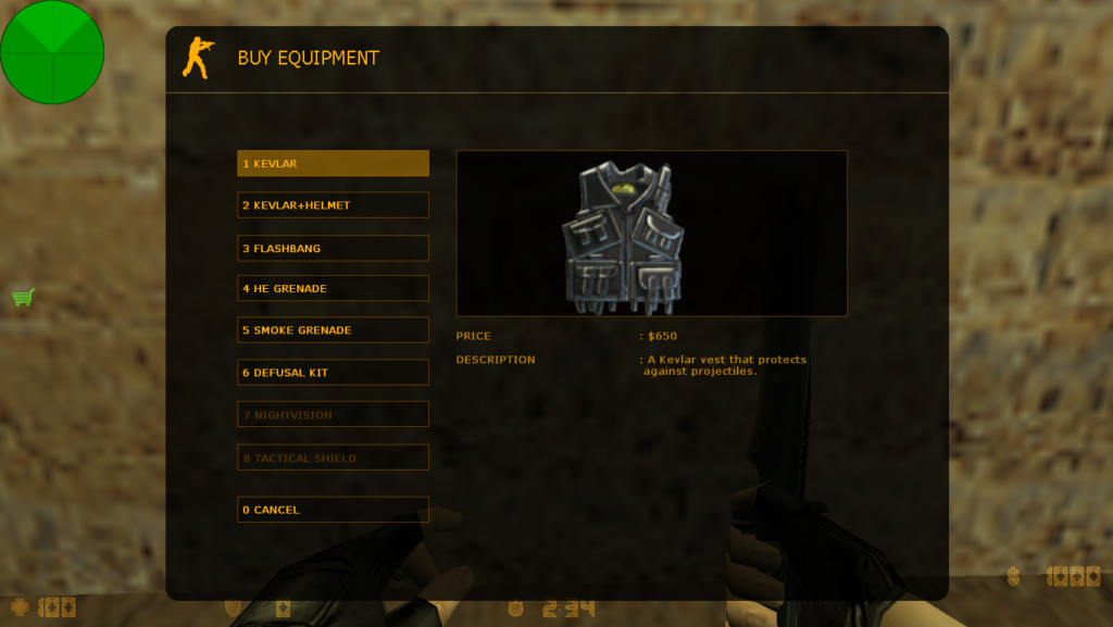the old buy menu from the game that has changed from CS 1.6 to CS2 drastically