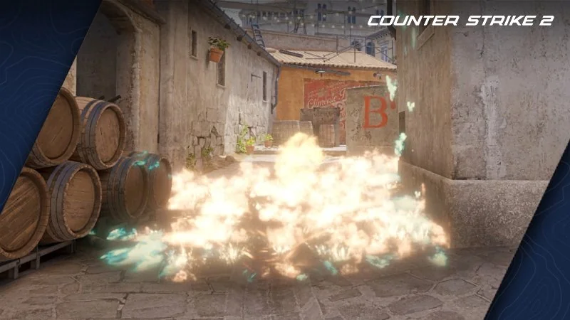 Fire on Banana on Inferno in CS2, depicting the levels of best CS2 settings for players