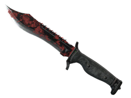 the Bowie Knife with Crimson Web pattern on it