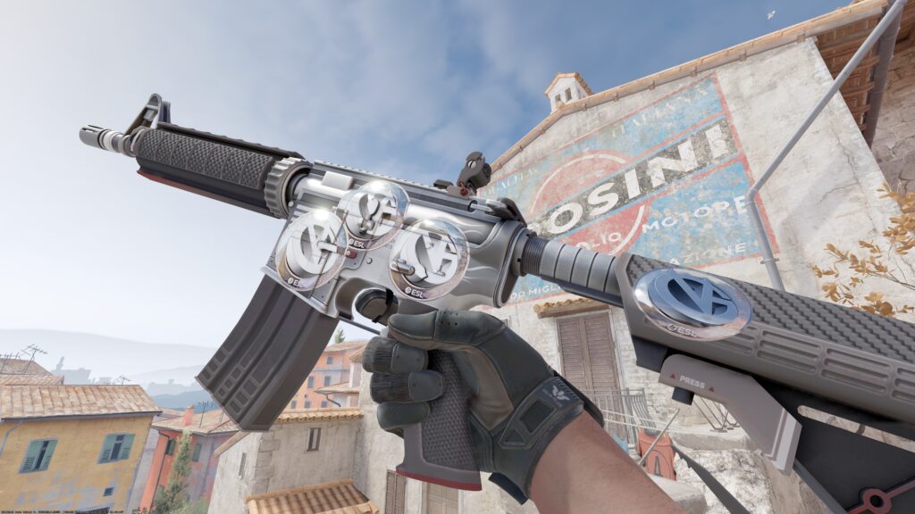 an M4A4 Magnesium, one of the more affordable CS2 skins, displayed on Infernus, in-game