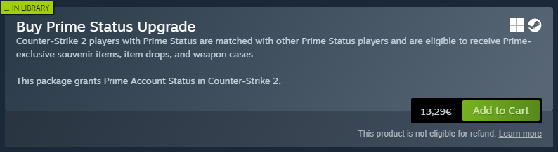 How does Premier CS2 actually work? - Pley.gg the purchase you need to make for the Prime account in CS2 on Steam