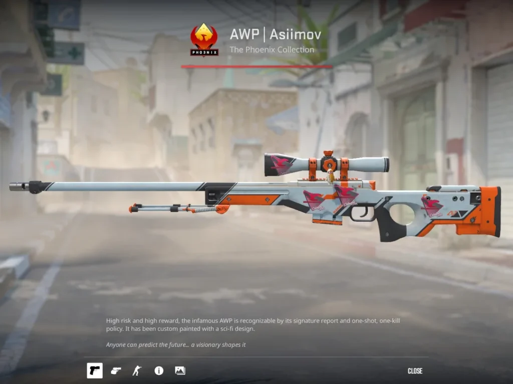 AWP Asiimov, one of the weapon where CS2 skins prices are heavily determined by their condition