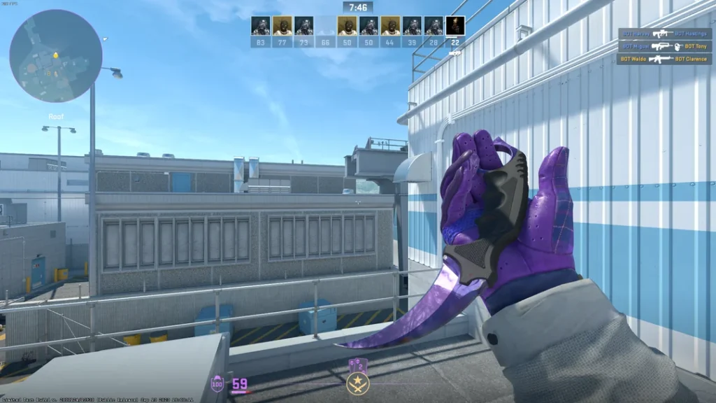 a Black Pearl Karambit, one of the best CS2 knife skins being showcased on Nuke