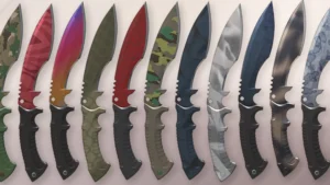 various CS2 knife skins displayed