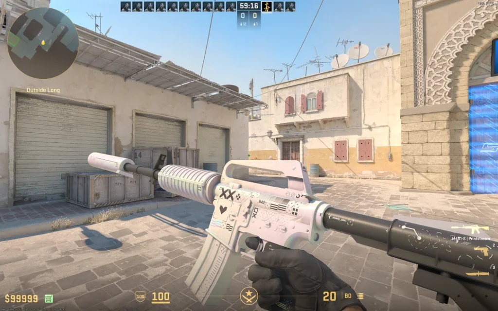 the M4A1-S Printstream skin preview in-game