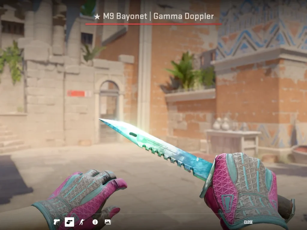 the M9 Bayonet with a Doppler gloss on it, as one of the more popular CS2 knives and finishes