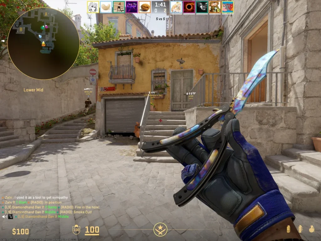 How to survive the skins market in CS2 today - Pley.gg a Blue Gem butterfly knife inspected in-game