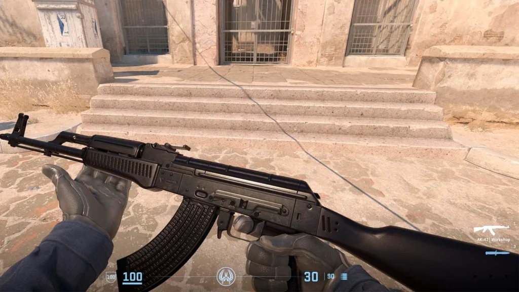 a pitch-black AK 47 Slate skin, one of the more affordable CS2 skins every player can buy for cheap