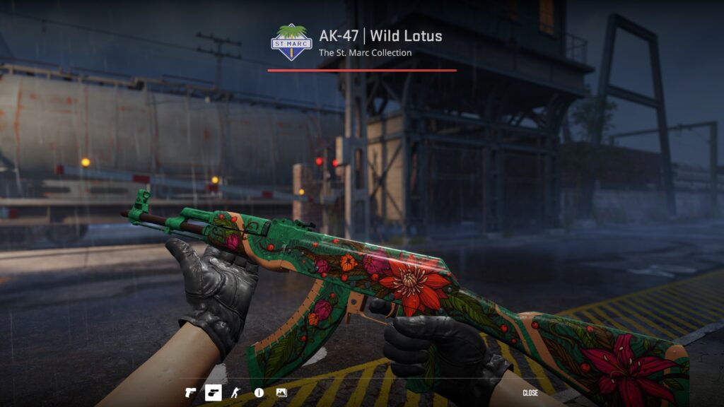 a Wild Lotus inspect in-game, one of the best AK-47 skins in the game right now