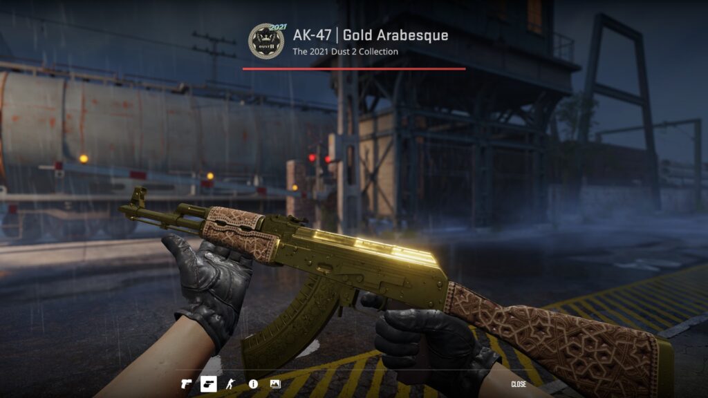 the Gold Arabesque skin preview in-game