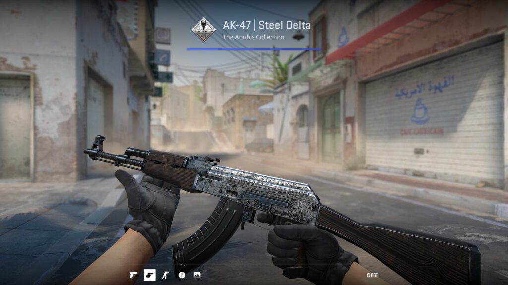 The best affordable AK-47 skins for your next market stroll - Pley.gg Steel Delta AK-47 preview in-game