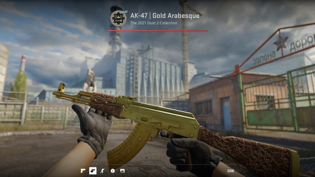 Legendary AK-47 skins that make the best gun in the game truly special - Pley.gg Gold Arabesque AK-47 skin previewed in game