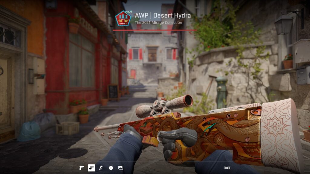 AWP Desert Hydra inspection in-game, one of the best AWP skins in CS2