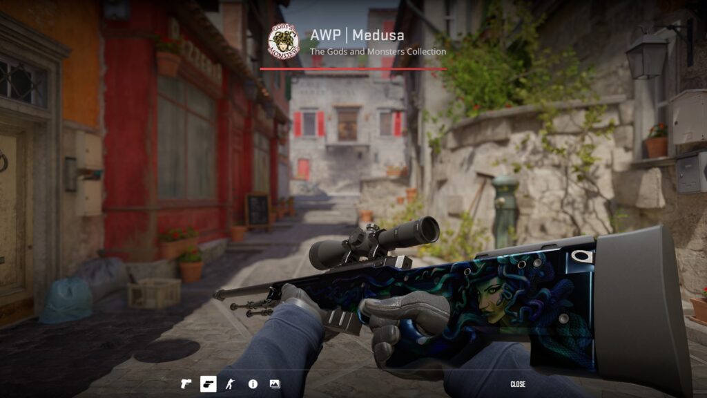 AWP Medusa preview in-game, one of the best AWP skins in CS2 with a more darker look