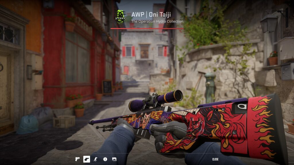 an inspect of the Oni Taiji AWP skin in-game