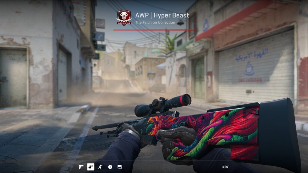 Affordable AWP skins for a strict budget - Pley.gg AWP Hyper Beast skin preview, one of the more affordable AWP skins in the game