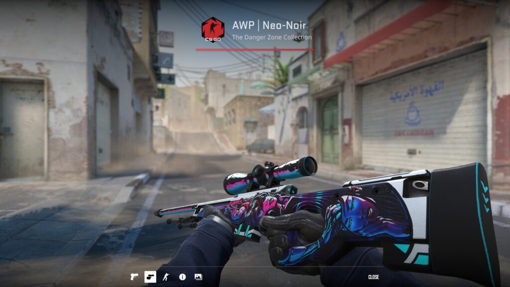 Affordable AWP skins for a strict budget - Pley.gg Neo-Noir AWP skin preview in-game