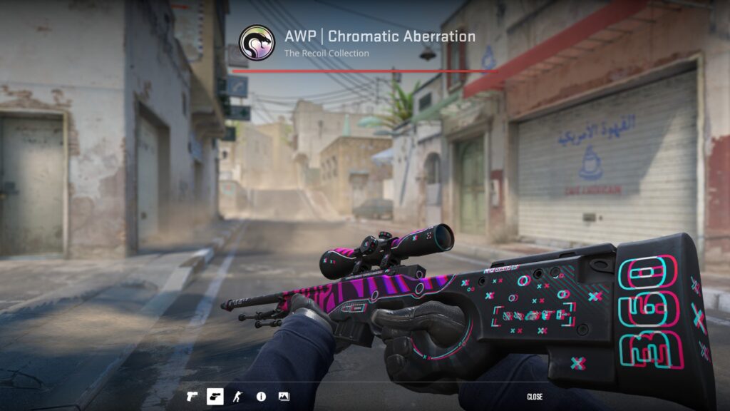 Affordable AWP skins for a strict budget - Pley.gg Chromatic Aberration AWP skin preview in-game, one of the more affordable AWP skins in the game that has a clean look to it