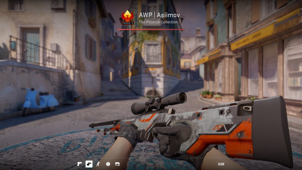 Asiimov AWP skin preview with a low CS2 float that community calls Blackiimov