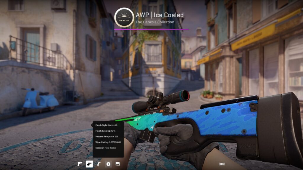 AWP Ice Coaled skin preview in a Field-Tested condition