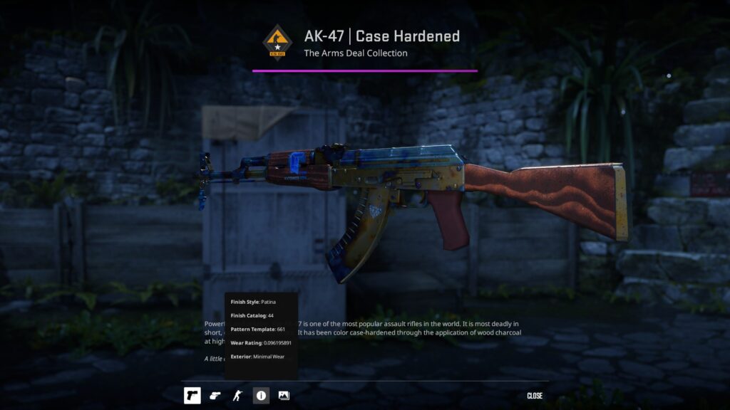 The 661 CS2 patterns depiction on an AK-47