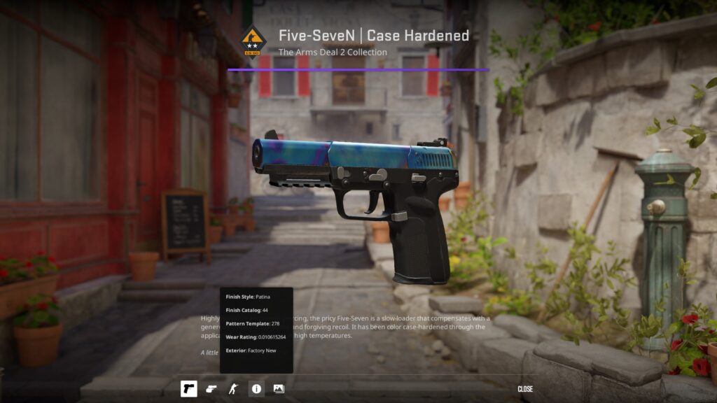 Case Hardened Five-SeveN skin with the 278 pattern