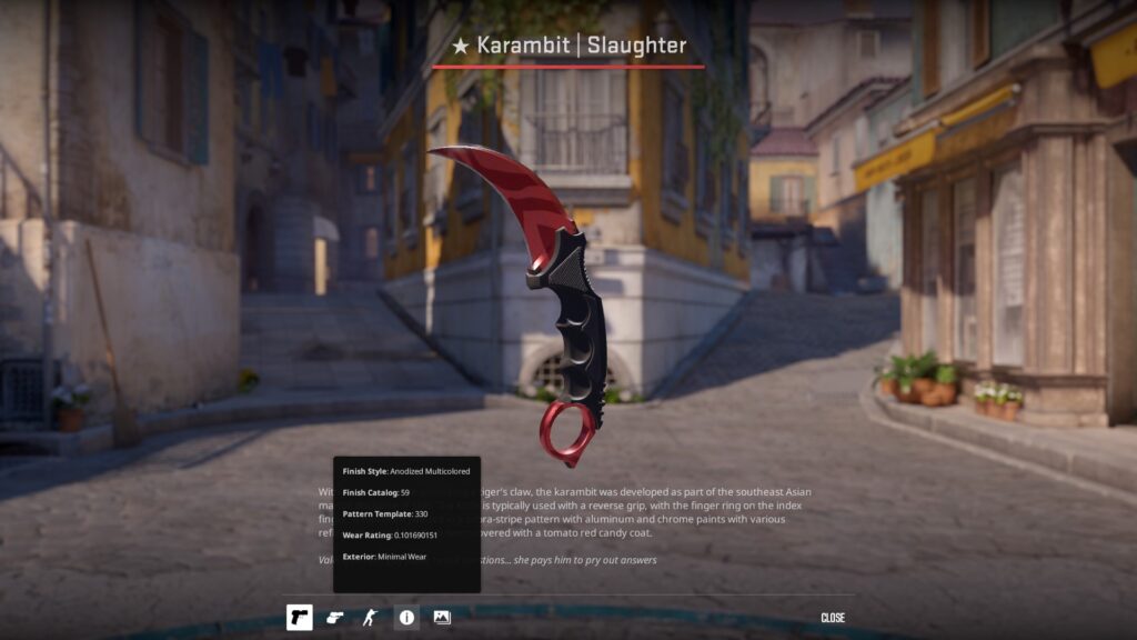 Karambit Slaugher, one of the first CS2 patterns that started the craze around weapon patterns