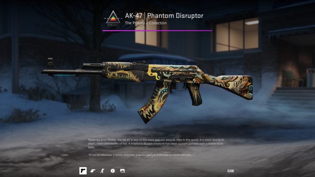 an in-game preview of one of the AK-47 skins under $5 - Phantom Disruptor