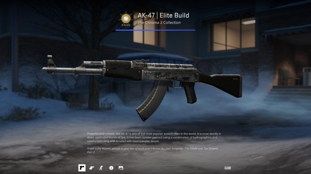 a preview of the Battle-Scarred version of the AK-47 Elite Build skin