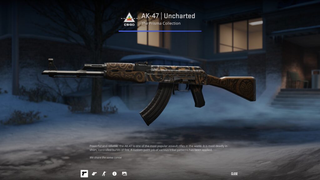 a Battle-Scarred version of AK-47 Uncharted skin