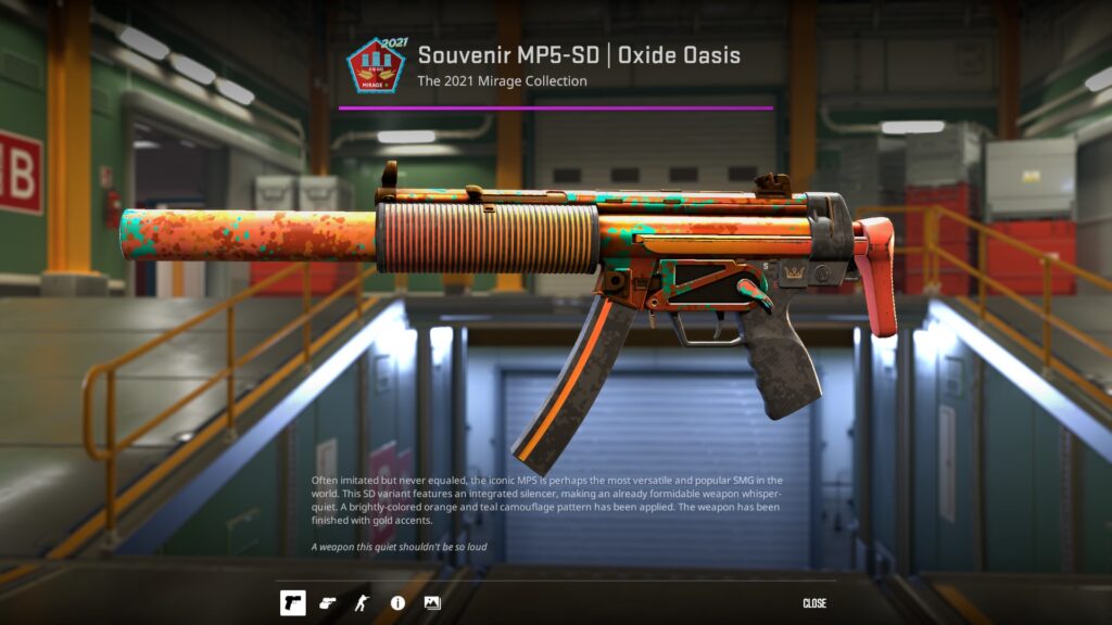 One of the more active souvenir skins after the changes, Oxide Oasis MP5-SD