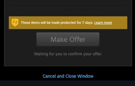 The trade protection process on Steam that protects traded items for 7 days from being re-traded