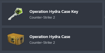 Operation Hydra Case and Key offers on the Steam Marketplace, one of the most common ways to open CS2 cases