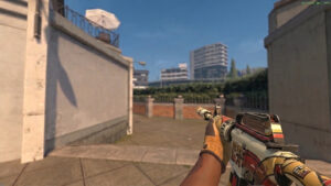 a person running through Overpass holding one of the best M4A1-S skins under $5 - Fizzy POP