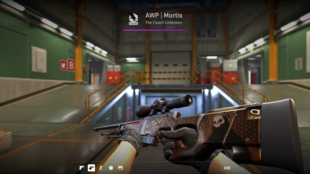 a battle-scarred AWP Mortis skin preview