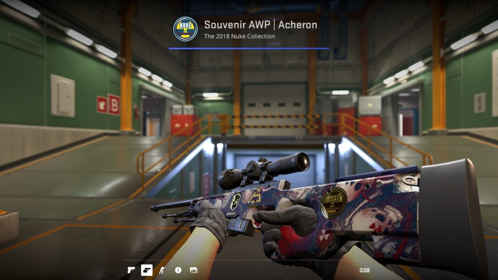 a Souvenir version of AWP Acheron with stickers applied to it
