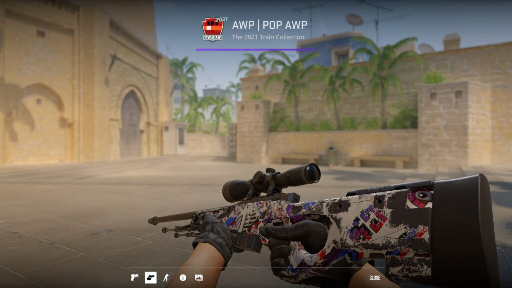 Well-worn float on POP AWP skin