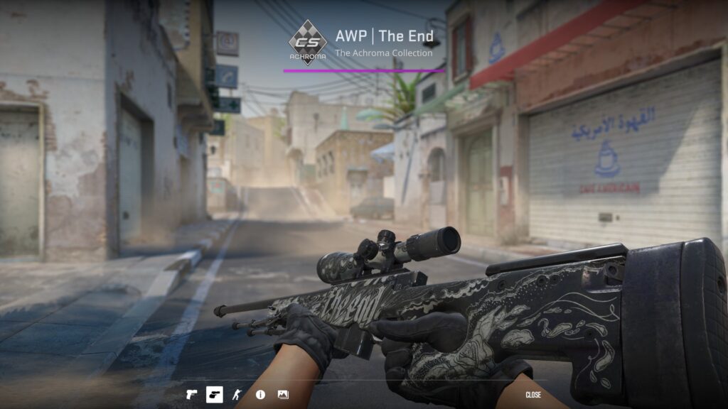 AWP The End skin previewed in Battle-scarred condition on Dust 2