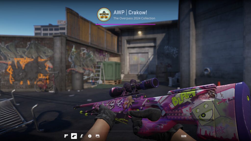 closer inspection of the AWP Crakow! skin on Overpass