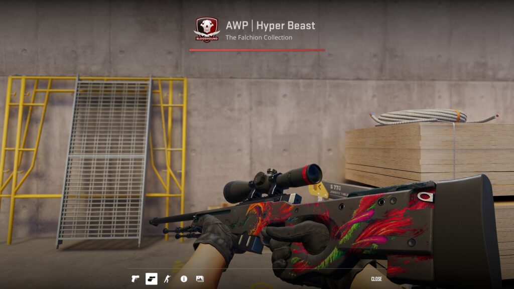 Battle-scarred Hyper Beast AWP skin inspection, one of the more sought after AWP skins under $50 with high float