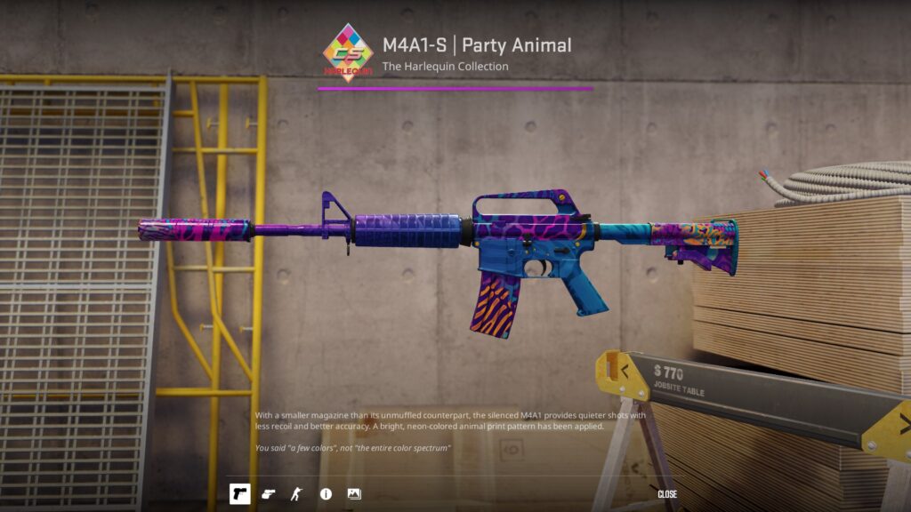 M4A1-S Party Animal in Minimal Wear condition, one of the more vibrant M4A1-S skins under $50