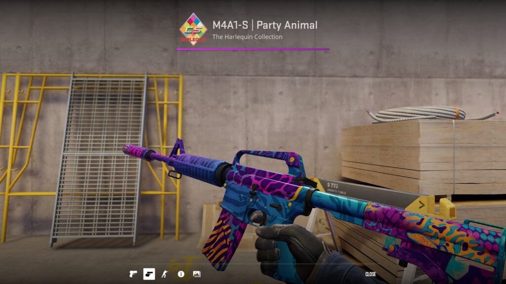 Minimal Wear Party Animal skin for the M4A1-S inspected on Vertigo