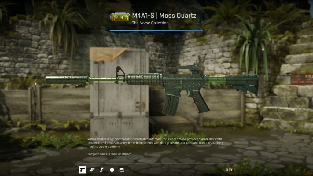 Moss Quartz M4A1-S skin in Field-Tested condition