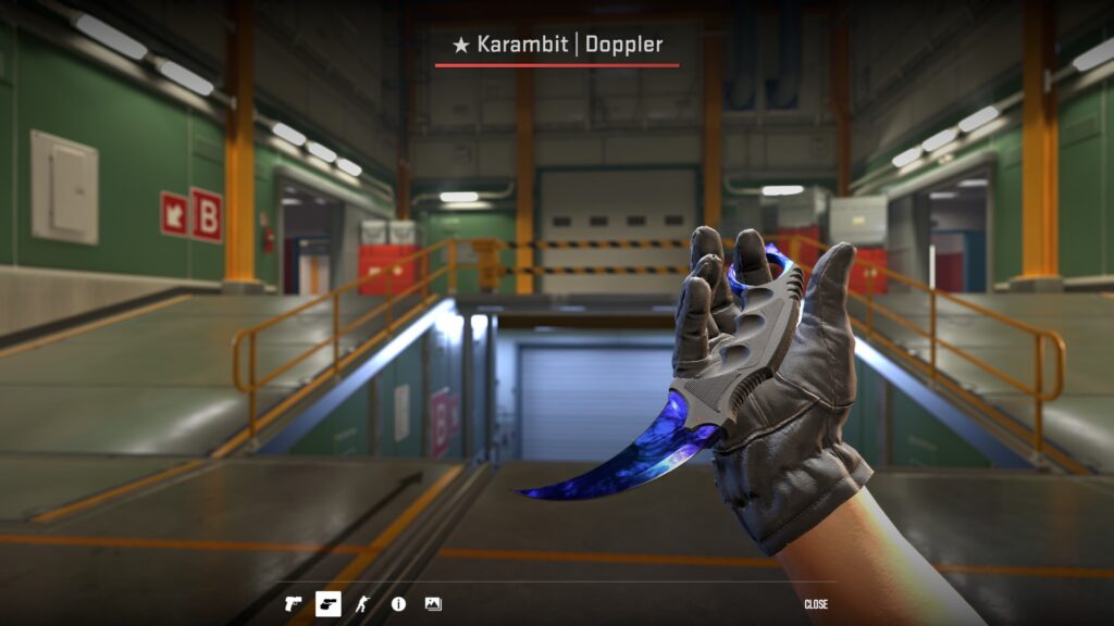 Karambit Gamma Doppler knife inspection on Nuke