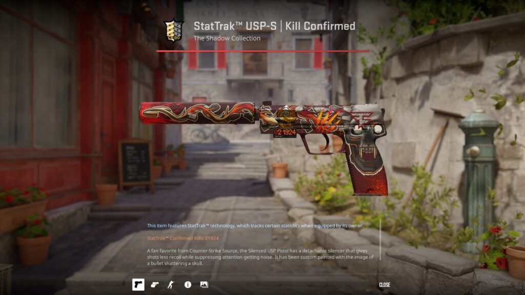 Most used skins from the flameZ loadout - Pley.gg USP-S Kill Confirmed with StatTrak and FaZe, Battle Scarred, and Phoenix stickers from the flameZ loadout
